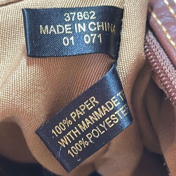 Etienne Aigner Lined Rattan Woven Maple Print Handbag Brown Faux Leather Trim - Picture 13 of 13